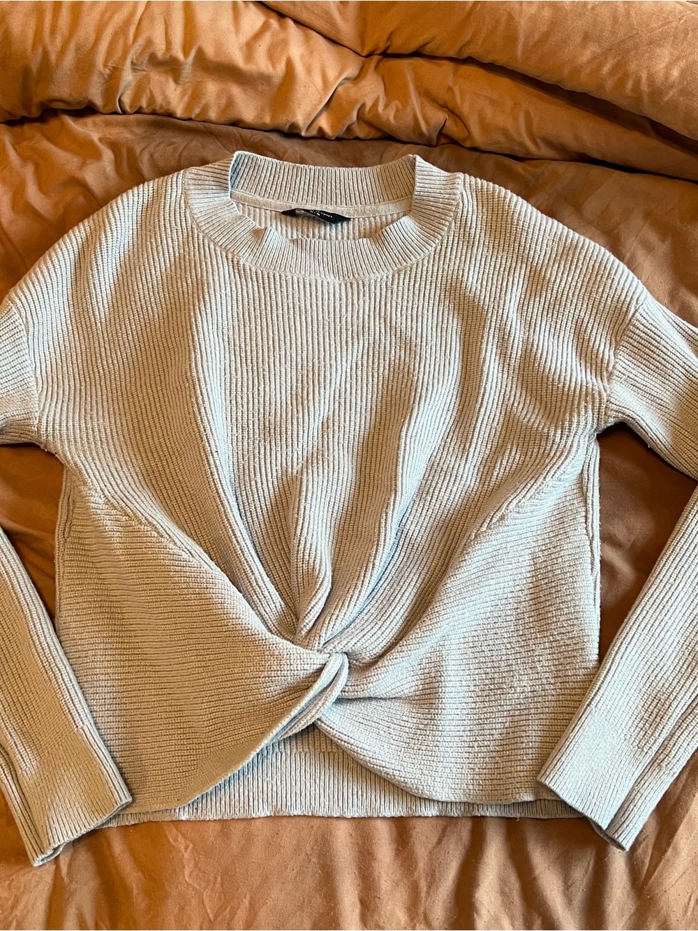 Twist Front Crewneck Sweater - Light Blue